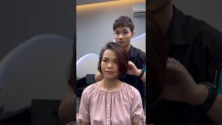 Dang Hieu Layer bob haircut  Kiểu tóc ngắn cho mặt tròn danghieuhairstylist layerbobhaircut [upl. by Narat]