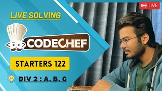 Codechef Starters 122 Live Solving  Div 2 A B C D Close [upl. by Warila748]