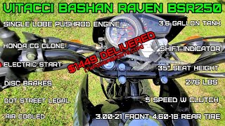 E1 Vitacci Bashan Raven BSR250 dualsport Assembly review chain carb clutch brake adjustments [upl. by Nolana]