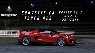 Corvette C8 Torch Red  Vossen Hybrid Forged HF7 2021quot Silver Polished  Motorsports LA [upl. by Nnaxor843]