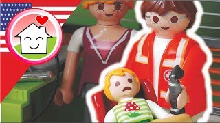 Playmobil video Paul Gets Hurt  The Hauser Family  Playmobil hospital [upl. by Ahsienet]