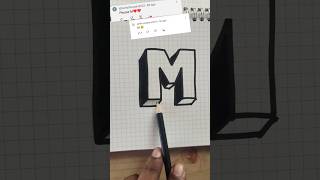 3D M Letter Drawing  Watch it Come to Lifequotart shorts drawing [upl. by Yadseut517]