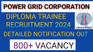 power grid recruitment 2024 Diploma Trainee recruitment [upl. by Refinney]