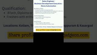 SALES ENGINEER BUSINESS DEVELOPMENT EXECUTIVE 2024 shorts bdm sales engineering [upl. by Nivaj]