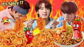 BTS Love For Spicy Ramen Eating Moments [upl. by Adihsaar]