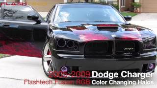 FLASHTECH LIGHTING Dodge Charger V3 Fusion Colorshift LED HALO HEADLIGHT KIT 20052010 [upl. by Eislrahc]