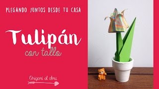 Tulipán con tallo  Origami paso a paso [upl. by Hteb]