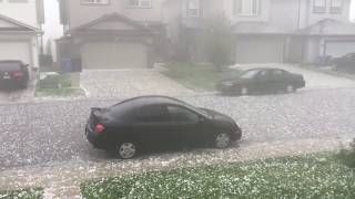 CRAZY GOLFBALL SIZED HAIL STORM IN CALGARY [upl. by Anreval]