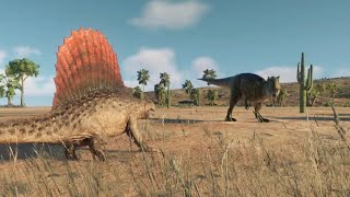 Jurassic World Evolution 2 Modified Dimetrodon vs Metriacanthosaurus [upl. by Enialehs]