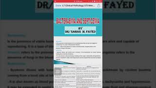 L7 clinical patho Part 1 bacteremia amp septicemia [upl. by Tynan]