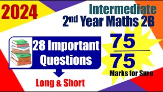 Inter 2024 Inter maths 2B 2nd Year important questions [upl. by Eihtur]