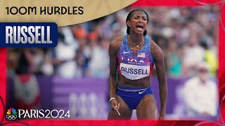 Masai Russell claims her FIRST Olympic crown winning womens 100m hurdles  Paris Olympics [upl. by Syla]