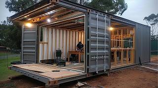 Man Builds Amazing DIY Container Workshop  Start to Finish by BendheimBoards [upl. by Lemra]