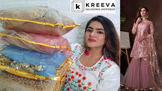 KreevaLatest Designer Haul  Designer suitsLehengasSarees  Online shopping review  Ria Das [upl. by Weylin]