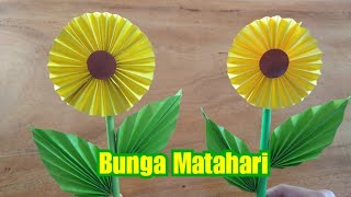 Cara Membuat Bunga Matahari Dari Kertas Origami  How to Make a Sun Flower [upl. by Hendon]