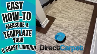 How To Template amp Measure your UShaped Stair Runner Landing Tutorial [upl. by Lerual431]