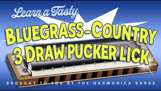 Tasty 3 draw Pucker BluegrassCountry Lick C Harp Required [upl. by Eseila]