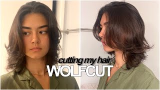 cutting my hair at home  how i style it  wolfcut [upl. by Radie]