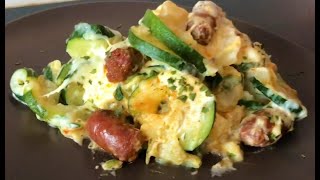 gratin de pommes de terre aux courgettes et aux merguez cuisson au faitout rapide et très gourmand😋👍 [upl. by Harley164]