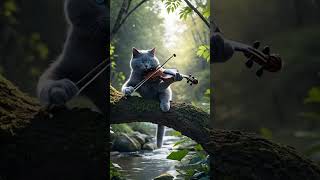 Adorable Cat Violinist Charms by the Riverside – Watch and Fall in Love cat violin animals [upl. by Releehw373]