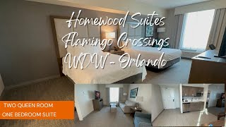 Homewood Suites Flamingo Crossings outside Walt Disney World 2 Queen One Bedroom Suite Full Tour [upl. by Halimaj]