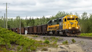 Ontario Northland 2202 and 1730 stuck at Swastika junction and dumping at derailment site mile 22 [upl. by Wiles]