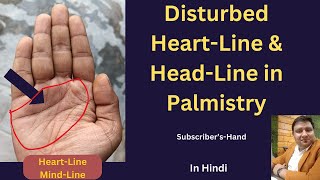 Disturbed HeartLine amp HeadLine in Palmistry Headline sloping downwards in Hindi [upl. by Sonitnatsnok]