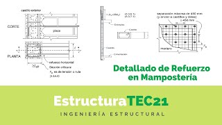 ¿Cuál es el detallado de refuerzo en MAMPOSTERÍA [upl. by Marela]