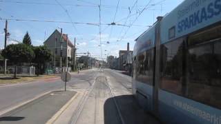 Straßenbahn Graz Trams in Graz Route 1 Hauptplatz  Eggenberg Unfallkrankenhaus [upl. by Anett558]