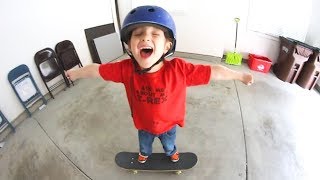 5 YEAR OLD LEARNS NEW SKATE TRICK [upl. by Attelahs]