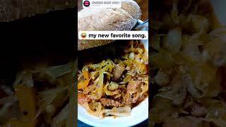 bigos polish hunter stew 🍲 with bread 😅 and a catchy song [upl. by Asatan107]