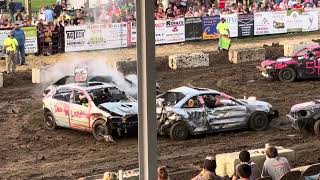 72124 Menard County Fair Demo Derby Bone Stock Compacts [upl. by Thorwald]