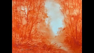 Tonalist Value Study in Watercolor Art Whale Pyrrol Red AUTUMN GLOW [upl. by Strade68]