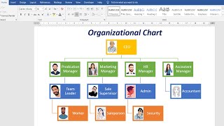 How to make an organization chart with pictures in Microsoft Word 2016 [upl. by Odarnoc443]