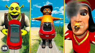 Super Cars VS Shrek Characters 1 😱 BeamNGDrive  SuperReact [upl. by Leid]