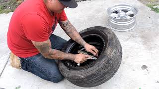 How to take a tire off the rim really easy  How to put a tire on a rim [upl. by Cordie787]