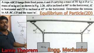 Engineering Mechanics  Lamis Theorem  Equilibrium of Particle Problem 2D  Solved inTamil [upl. by Faustine100]