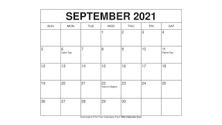 Printable September 2021 Calendar Templates with Holidays  Wiki Calendar [upl. by Dyche]