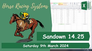 Sandown 1425  Excel Spreadsheet Dutching  Horse Racing Betting System  09032024 [upl. by Trillbee]