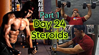 Part 1 Day 24 steroids transformation  Birthday challenge  chest and triceps workout vlog [upl. by Aitan]