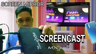 CONNECT CELL PHONE TO A MONITOR USING MXQ TV BOX MIRACAST  OPPO RENO 4 SCREENCAST SETTINGS [upl. by Asalocin292]