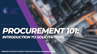 EP 1 Procurement 101 Introduction to Solicitations [upl. by Nimoynib]