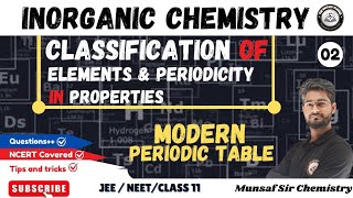 Classification Of Elements And Periodicity In Properties Class 11  Periodic Table Class 11th  L02 [upl. by Anairo]