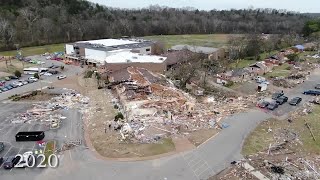 Before and After Donelson Christian Academy Tornado Damage  One Year Later [upl. by Nonnahsal]