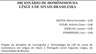 DICIONÁRIO DE HOMÔNIMOS NA LÍNGUA DE SINAIS BRASILEIRA  EM LIBRAS [upl. by Liggett]