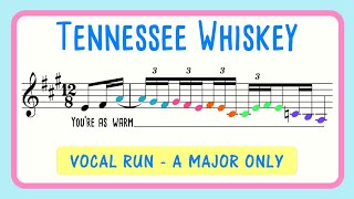 Vocal Exercise  Tennessee Whiskey Vocal Run  A Major Only [upl. by Skippie]