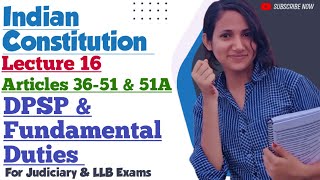 Indian Constitution L16  DPSP and Fundamental Duties  Articles 36 to 51 of Indian Constitution [upl. by Lemra]