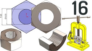 16Project 47 ClampSided Pipe Vise  SolidWorks Tutorial M10 nut [upl. by Copp]