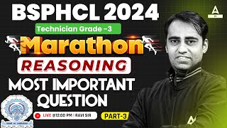 BSPHCL Reasoning Marathon 2024  BSPHCL Reasoning Most Important Question  By Ravi Sir [upl. by Aenotna]