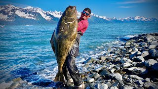 Giant Alaskan HALIBUT on a RENTAL boat Catch Clean Cook my biggest EVER [upl. by Alveta]